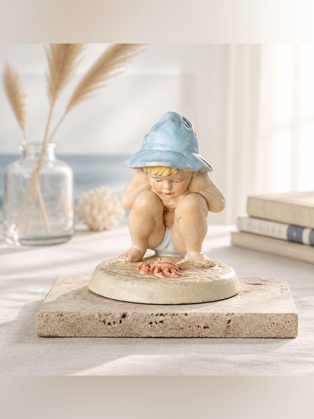 Vtg 1980 Frances Hook “Beach Buddies” Boy & Crab Porcelain Figurine *Mint No Box